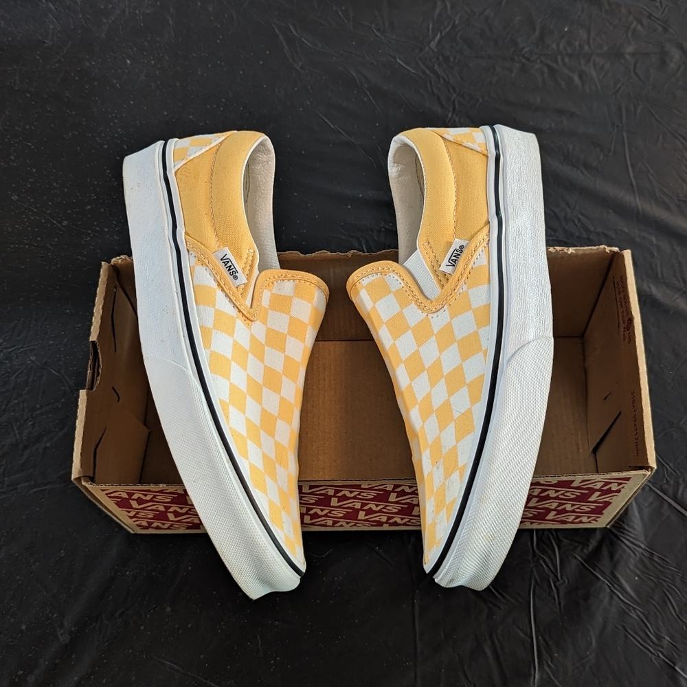Yellow Vans Classic Checkered Slip-on